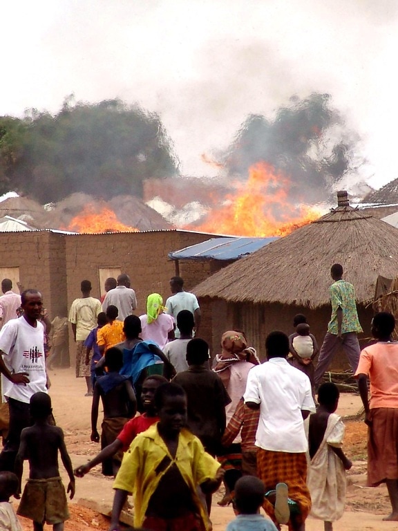 fire, village, Uganda