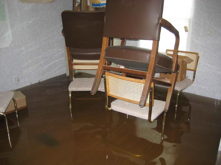 flooded, house, interior