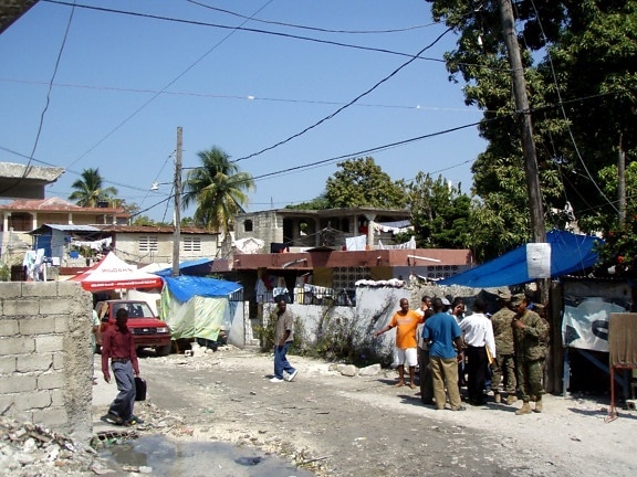 典型的なストリート、シーン、ハイチ、国、打たれた、大規模な地震