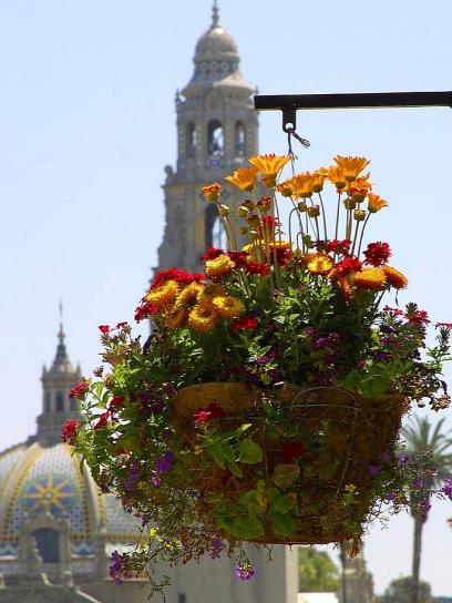 flowers, planters, domes, towers