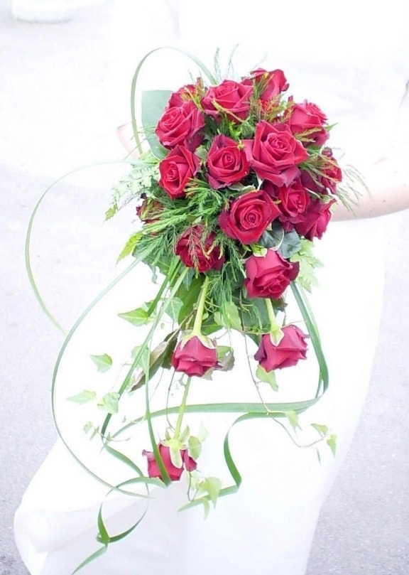 đám cưới, bó hoa, màu đỏ, reses