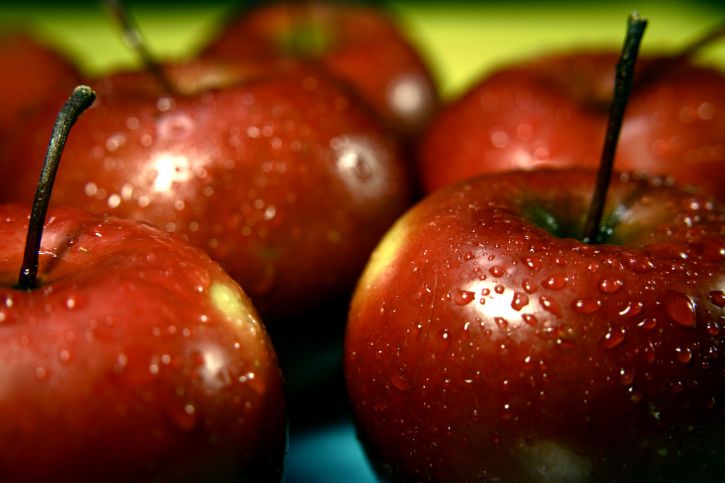 jablká, čerstvé ovocie, voda, kvapky