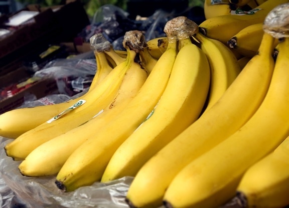 up-close, ripe, bananas market