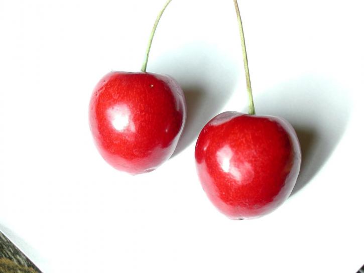 to, rød, kirsebær