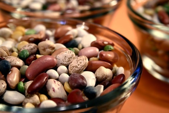 bowls, filled, mixed, dried, beans