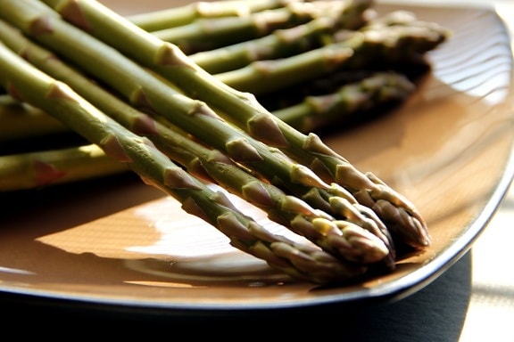 freshly, cooked, green, asparagus, spears, ready, eat, heated