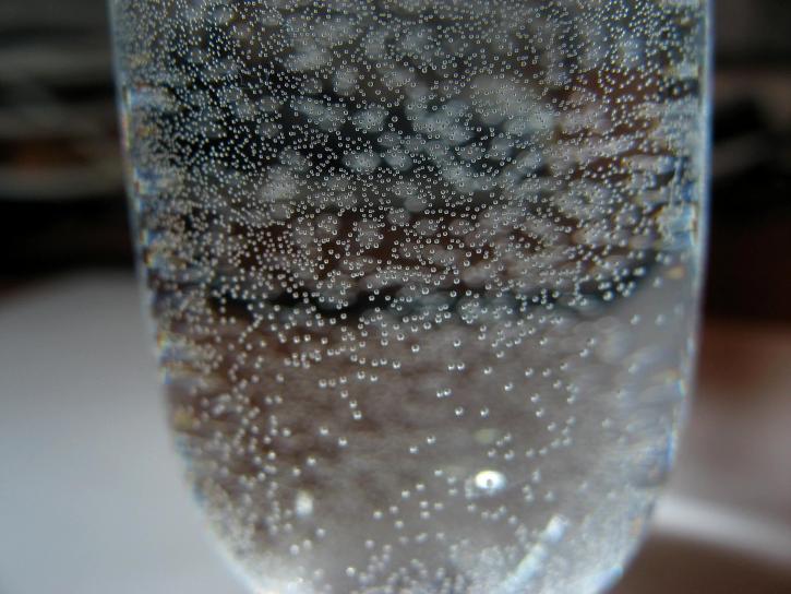 bulles, verre, eau