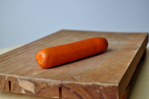 up-close, sausage, wooden, board