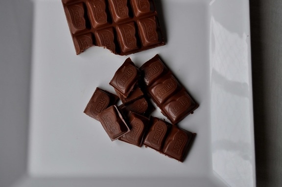 Schweizer, Schokolade, weiße Platte