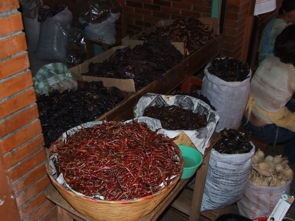 dried, chillies, market