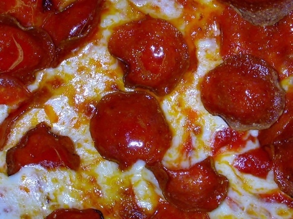 closeup, pepperoni, pizza
