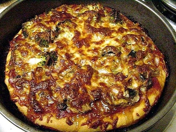 pizza, food, cooking, broccoli, mushrooms, cheese