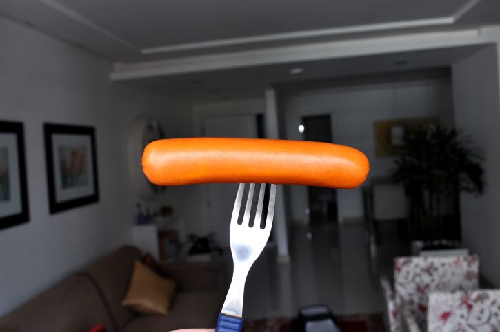 sausage, fork