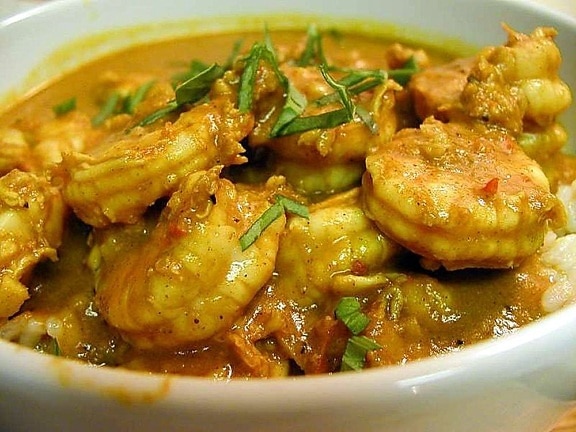 shrimp, curry, plate