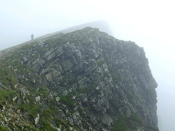 rocky cliffs, Ireland, fog, hill