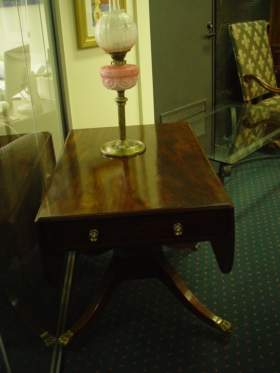 antique, table, lamp