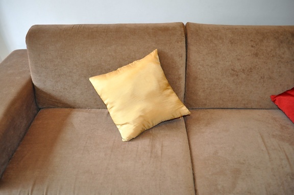 yellowish, bed, cushion