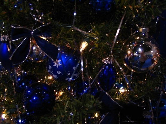 Christmas, decorations, blue, glass, ornaments