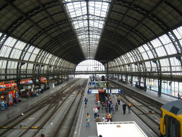 Amsterdam, głównego, dworca kolejowego, stacji