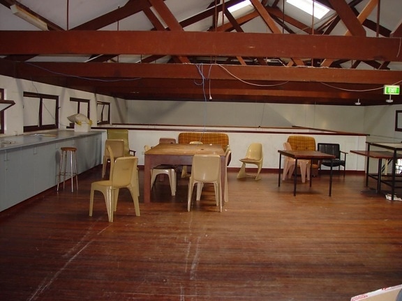 Камерън, хол, таванско помещение, експонирани, греди, университет, Западна, Австралия