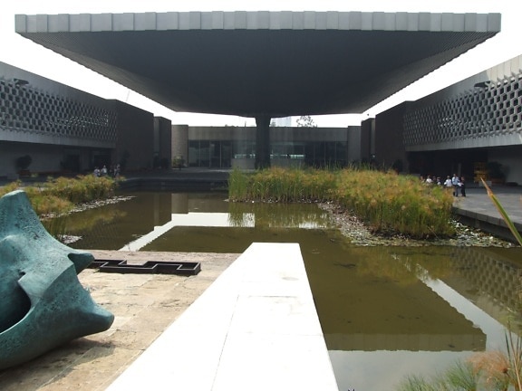 interior, pátio, antropológico, Museu, México, cidade