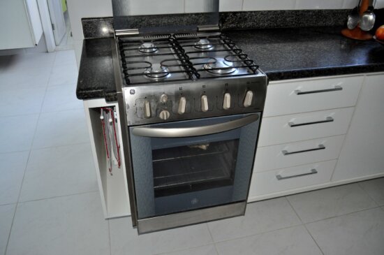 kitchen, gas, stove, stainless, steel