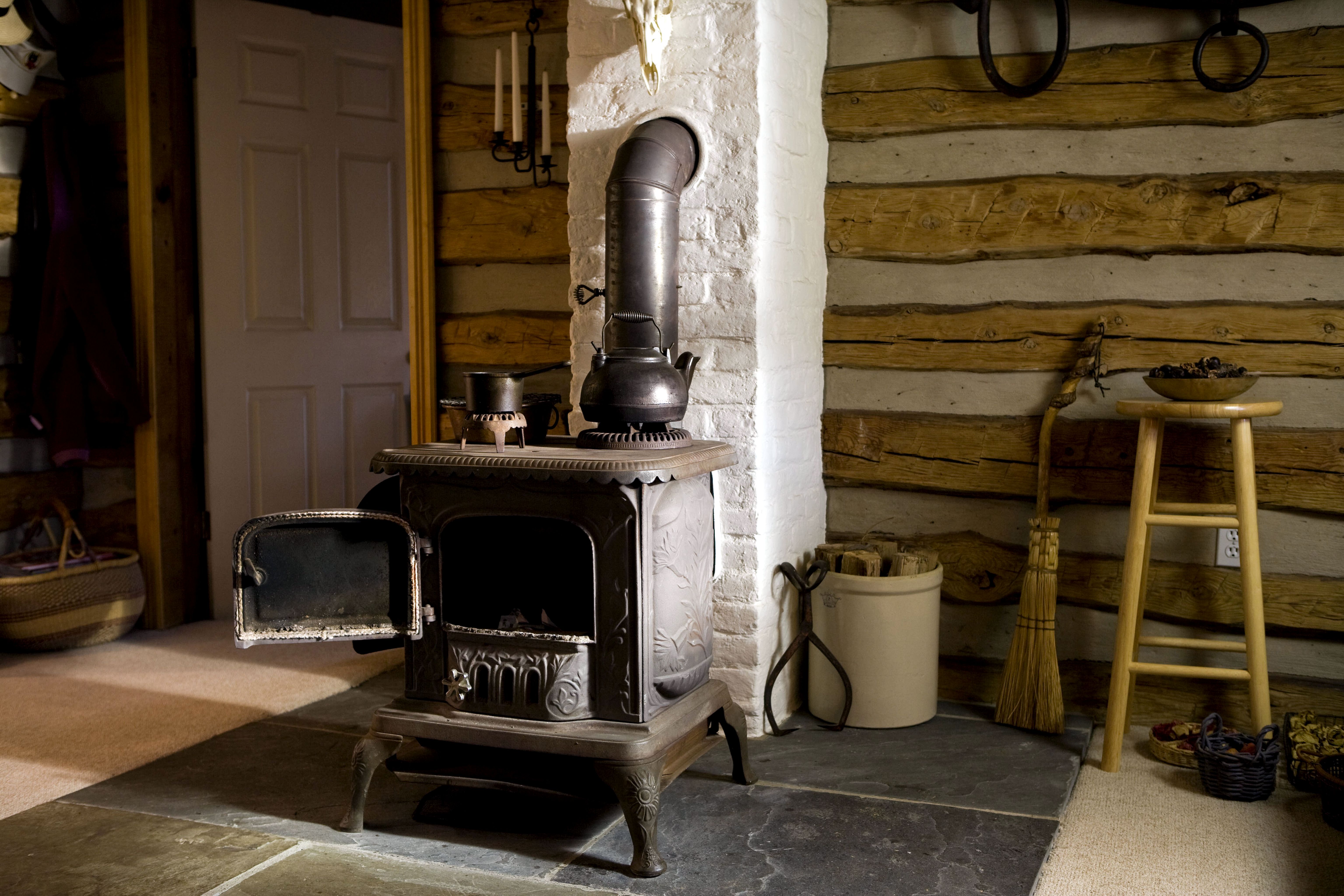 Free Picture Old Cast Iron Wood Stove Home Interior