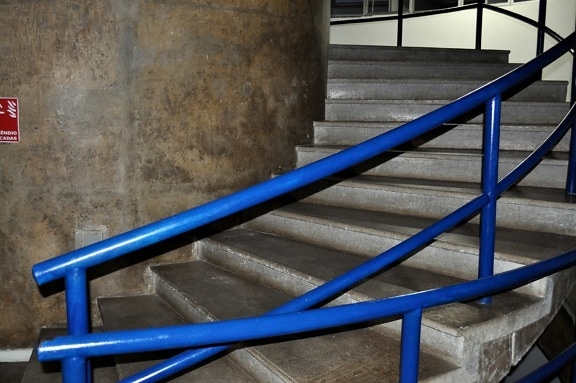 escalera, azul, pasamanos