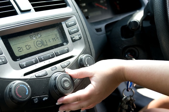 adjusting, volume, car, radio, sitting, wheel, automobile