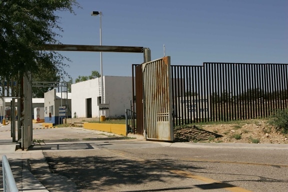 frontière, clôture, portail