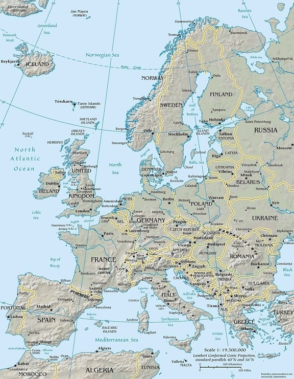 Europa, geopolitieke, kaart, Europa