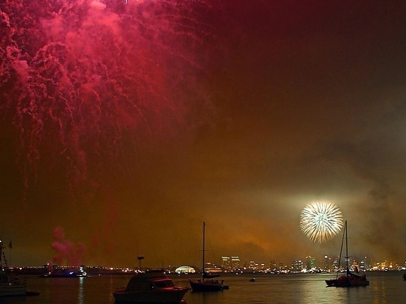 fireworks, San Diego, bay, fourth, july