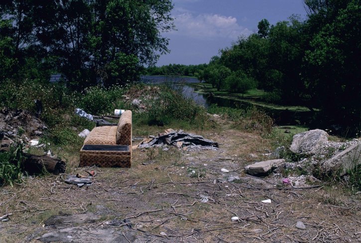 쓰레기, 버려진, 호수