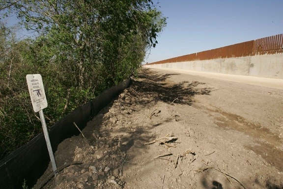 убежище, граничния, стена, знак