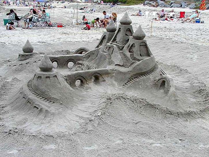 castillo de arena, océano, playa