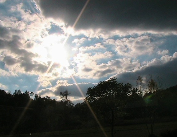 sunburst, sky, clouds, weather, scenic