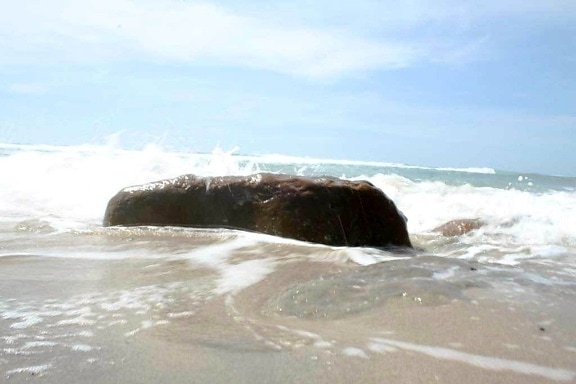 big, rock, beach