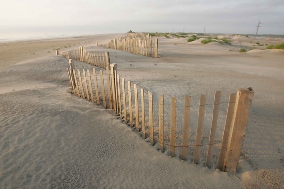 nice, wooden, fence, sea, beach