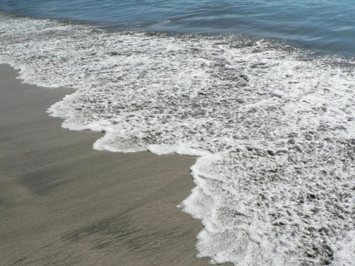 океан, води, зустрітися, піску, пляж