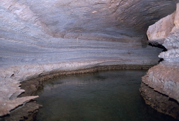 пещера, интериор, пътища, извивка, таван, течаща, вода, канал