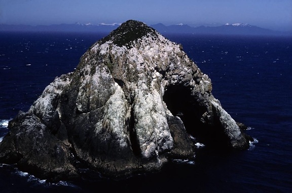 nagy, homályos, sziget, szikla
