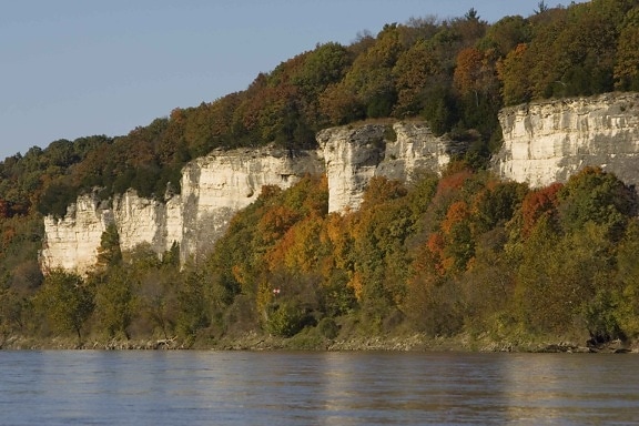 limestone, cliffs, autumn, trees