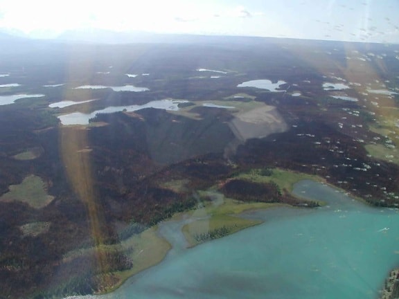 burned area, nead, lake, aerial, photo