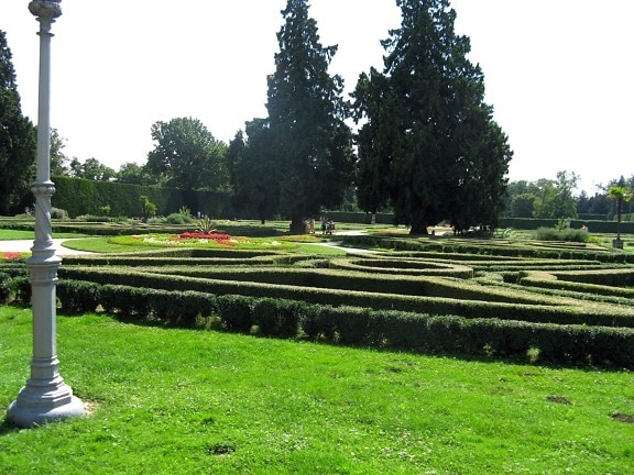 castillo, laberinto, jardín, parque