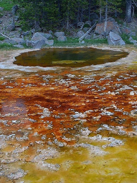pools, yellowstone, hydrothermal, colors, blue, green
