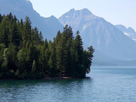 Jezioro, McDonald, lodowiec, national park, Montana