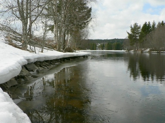 lake, winter time, snow