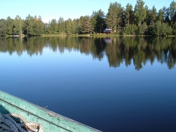 veslování, člun, krajina, jezero