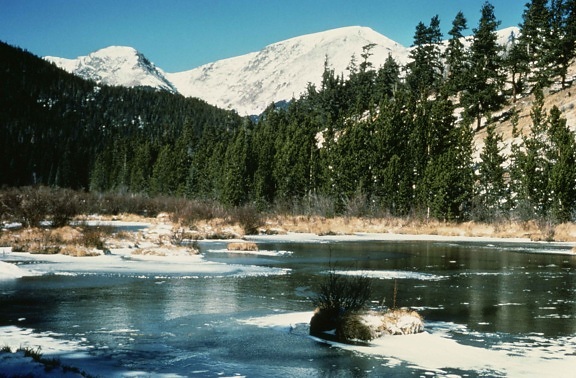 small, pond, rocky, mountains, national park