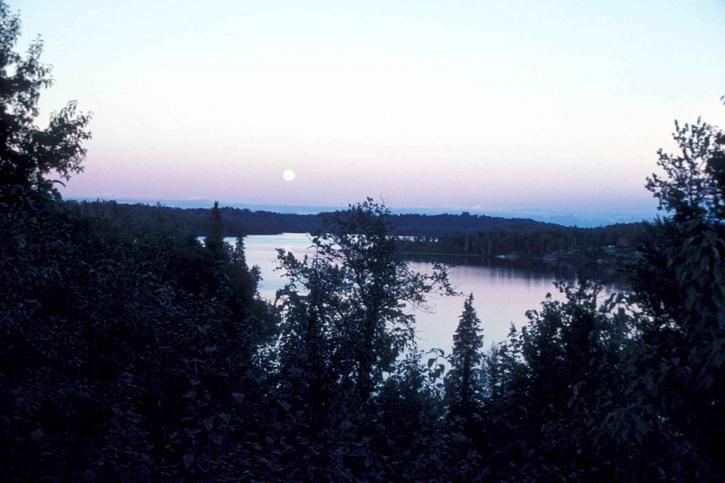 full, Moon, lake